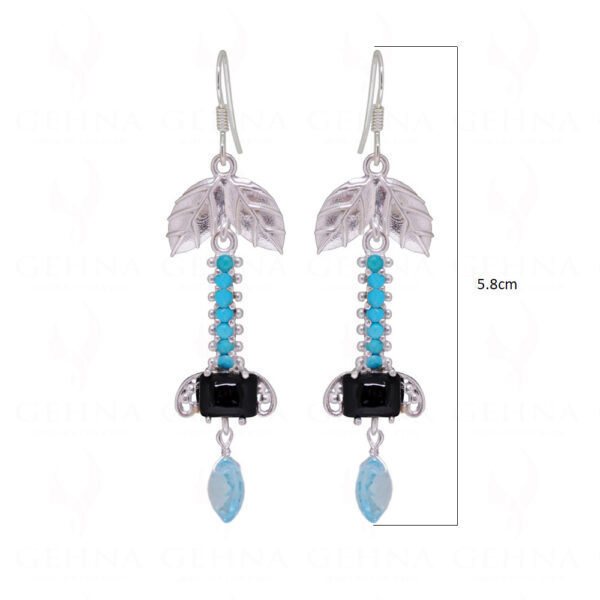 Spinel & Turquoise, Topaz Gemstone Studded 925 Sterling Silver Earrings SE04-1155