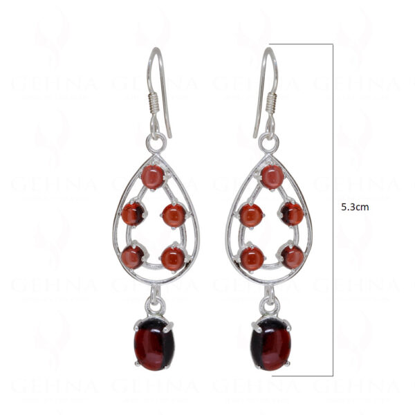 Garnet Round Shaped Gemstone Studded 925 Sterling Silver Earring SE04-1157