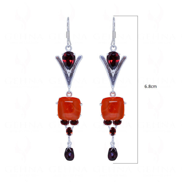 Tourmaline, Garnet & Carnelian Gemstone Studded 925 Silver Earrings  SE04-1158