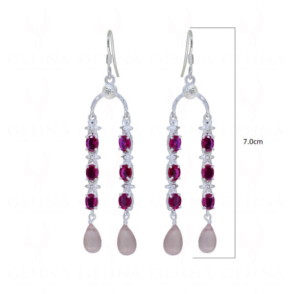 Tourmaline & Rose Quartz Gemstone Studded 925 Sterling Silver Earrings SE04-1160