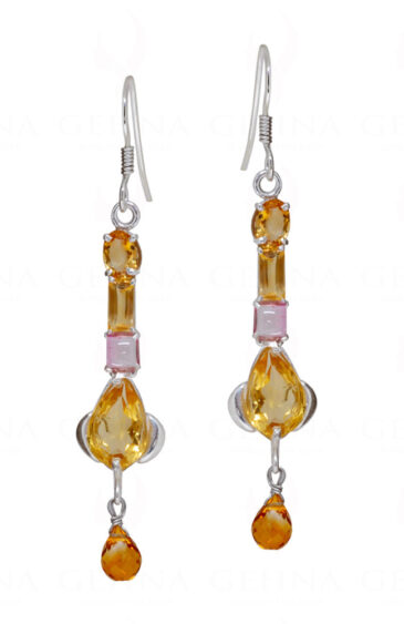 Tourmaline & Citrine Gemstone Studded 925 Sterling Silver Earrings SE04-1161