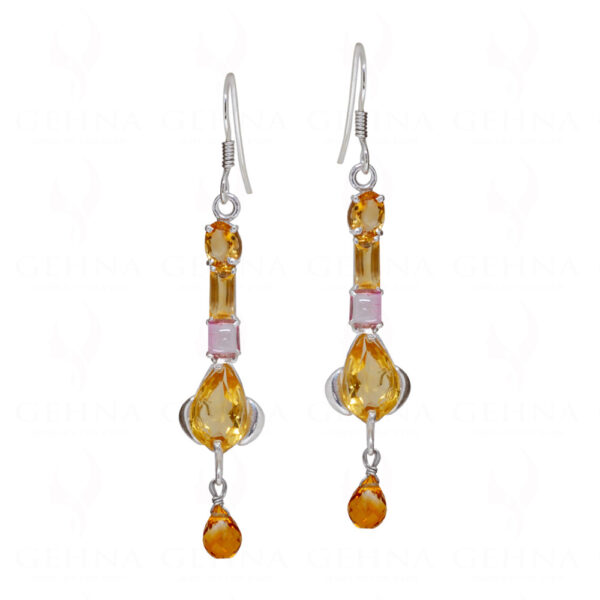 Tourmaline & Citrine Gemstone Studded 925 Sterling Silver Earrings SE04-1161