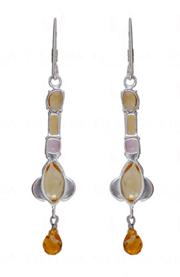 Tourmaline & Citrine Gemstone Studded 925 Sterling Silver Earrings SE04-1161