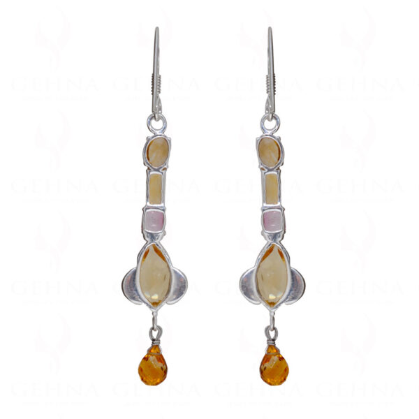 Tourmaline & Citrine Gemstone Studded 925 Sterling Silver Earrings SE04-1161