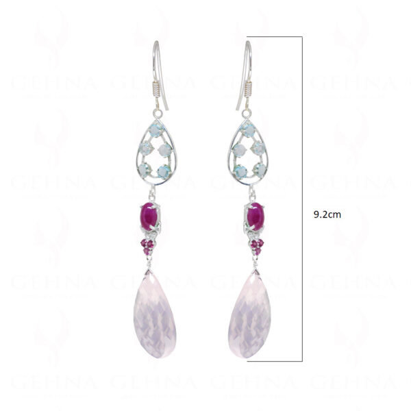 Ruby & Rose Quartz Gemstone Studded 925 Sterling Silver Earrings SE04-1162