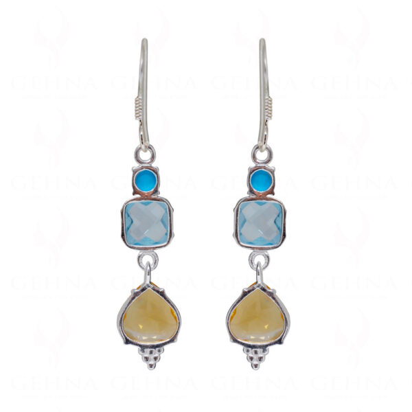 Topaz & Citrine, Turquoise Gemstone Studded 925 Silver Earrings SE04-1164