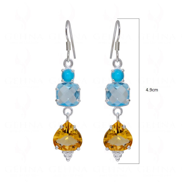 Topaz & Citrine, Turquoise Gemstone Studded 925 Silver Earrings SE04-1164