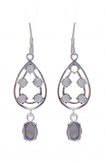 Aquamarine & Labradorite Gemstone Studded 925 Sterling Silver Earring SE04-1166