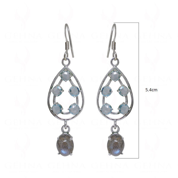 Aquamarine & Labradorite Gemstone Studded 925 Sterling Silver Earring SE04-1166