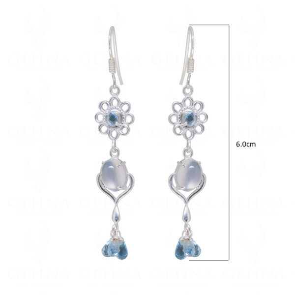 Moonstone & Swiss Blue Topaz Gemstone Studded 925 Silver Earrings SE04-1168