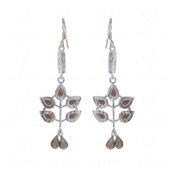 Smoky Teardrop Shaped Gemstone Beaded With 925 Sterling Silver Earrings SE04-1170