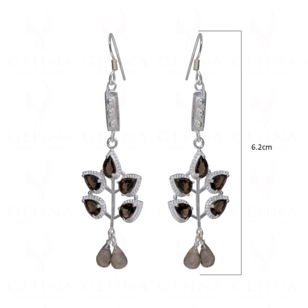 Smoky Teardrop Shaped Gemstone Beaded With 925 Sterling Silver Earrings SE04-1170