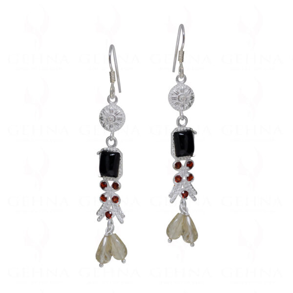 Garnet, Citrine & Spinel Gemstone Studded 925 Sterling Silver Earrings SE04-1173