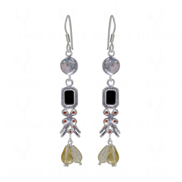 Garnet, Citrine & Spinel Gemstone Studded 925 Sterling Silver Earrings SE04-1173