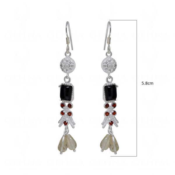 Garnet, Citrine & Spinel Gemstone Studded 925 Sterling Silver Earrings SE04-1173