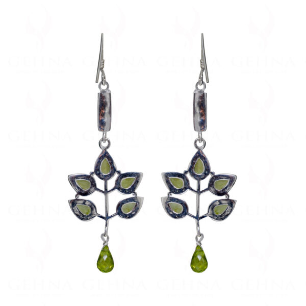 Peridot Teardrop Shaped Gemstone Studded 925 Sterling Silver Earrings SE04-1174