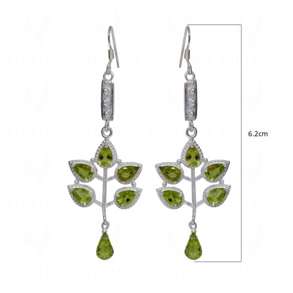 Peridot Teardrop Shaped Gemstone Studded 925 Sterling Silver Earrings SE04-1174