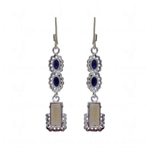 Iolite & Citrine Octagon Shaped Gemstone Studded 925 Silver Earrings SE04-1176