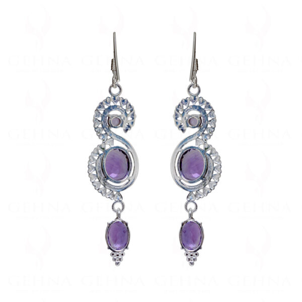 Amethyst Round Shaped Gemstone Studded 925 Sterling Silver Earrings SE04-1177