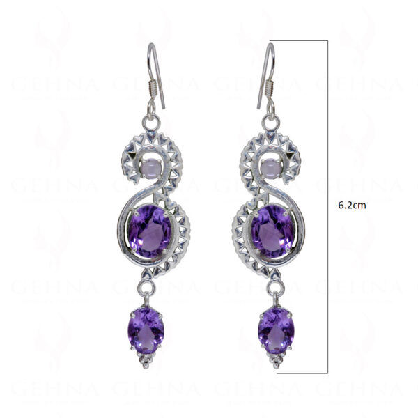 Amethyst Round Shaped Gemstone Studded 925 Sterling Silver Earrings SE04-1177