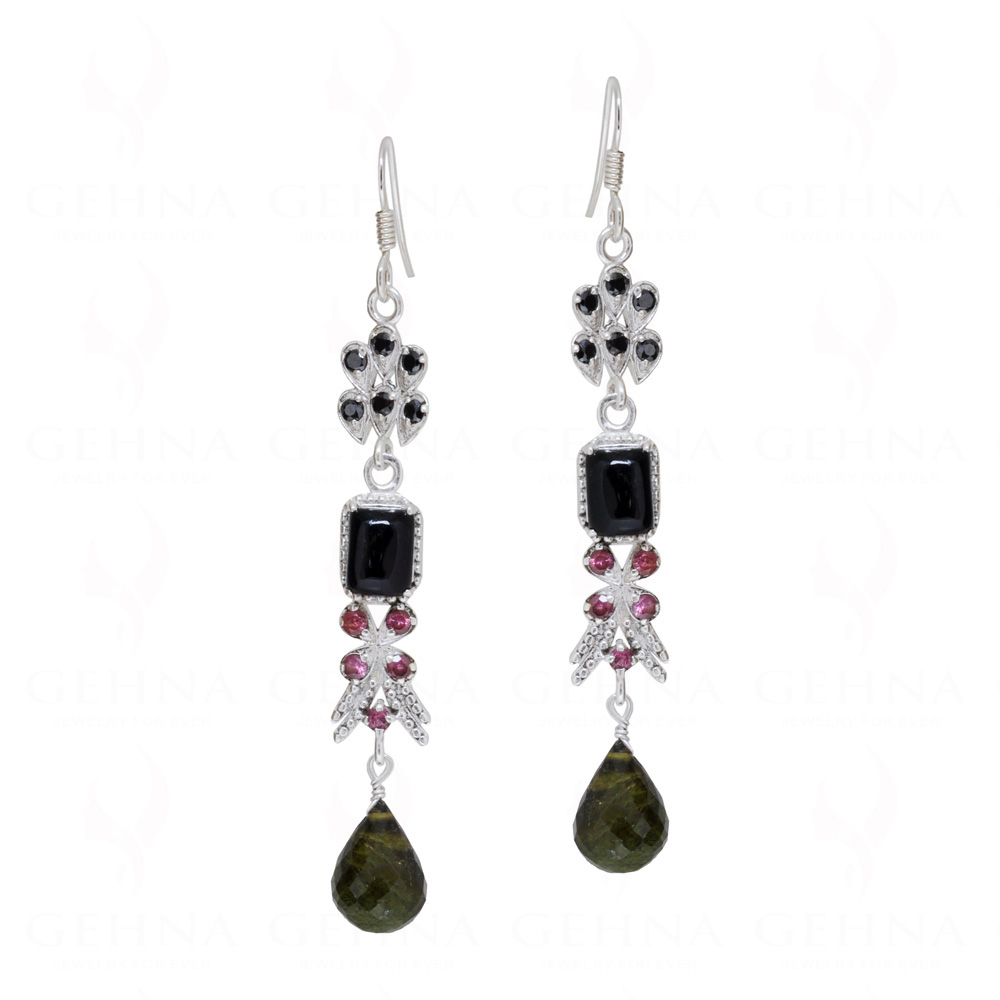 Tourmaline & Spinel Gemstone Studded 925 Sterling Silver Earrings  SE04-1179