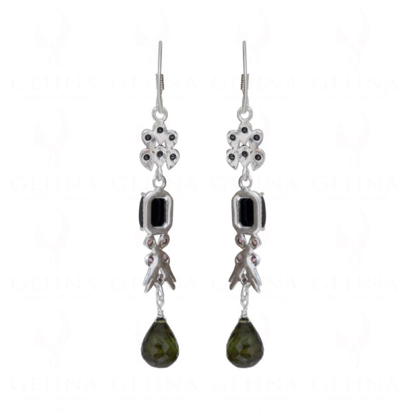 Tourmaline & Spinel Gemstone Studded 925 Sterling Silver Earrings  SE04-1179