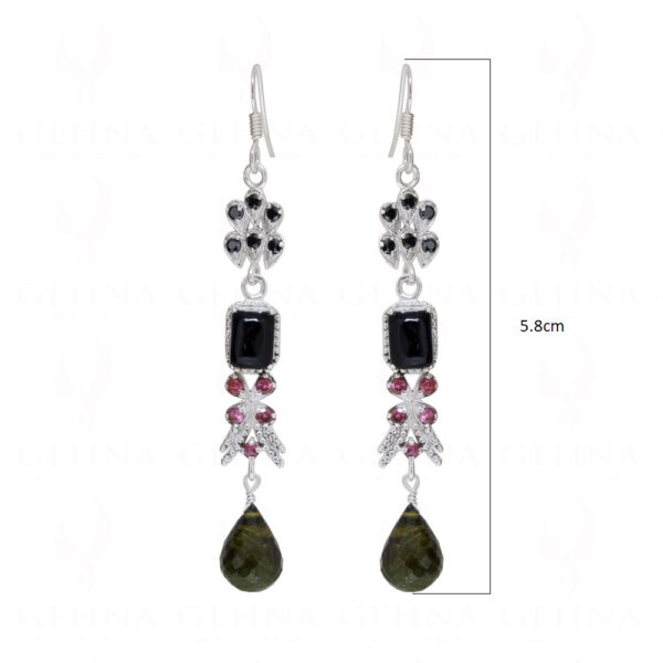 Tourmaline & Spinel Gemstone Studded 925 Sterling Silver Earrings  SE04-1179