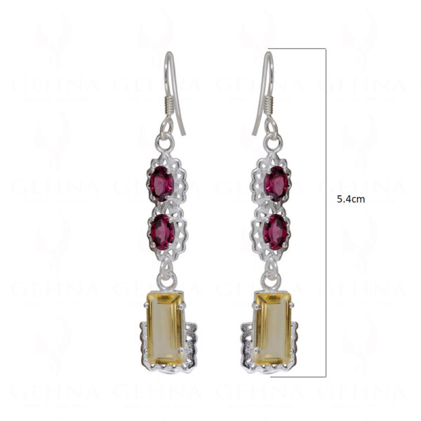 Tourmaline & Citrine Gemstone Studded 925 Sterling Silver Earrings SE04-1180