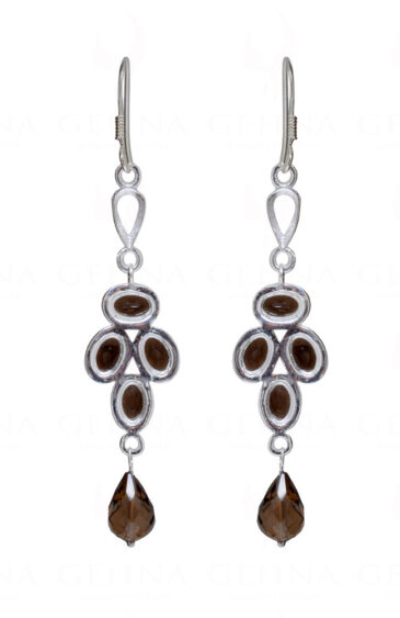 Smoky Quartz Gemstone Studded 925 Sterling Silver Earrings SE04-1181