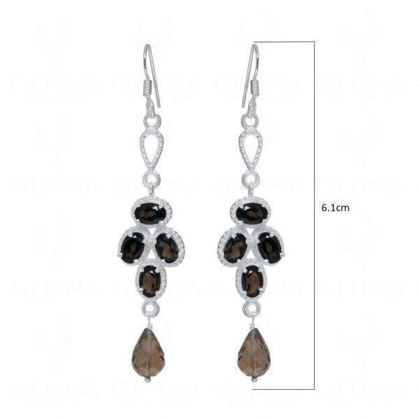 Smoky Quartz Gemstone Studded 925 Sterling Silver Earrings SE04-1181