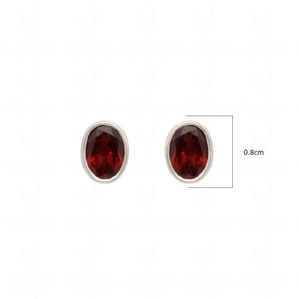 Garnet Oval Shaped Gemstone Studded 925 Silver Earrings SE04-1182