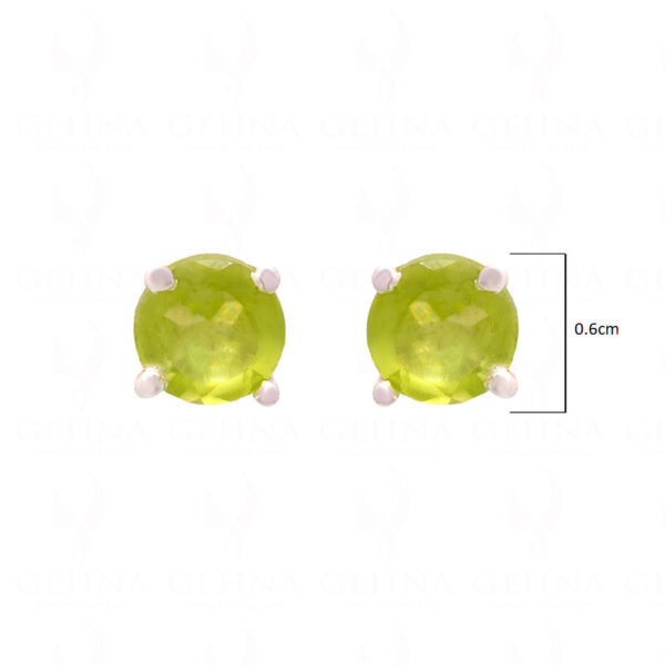 Peridot Round Shaped Gemstone Studded 925 Silver Earrings SE04-1183