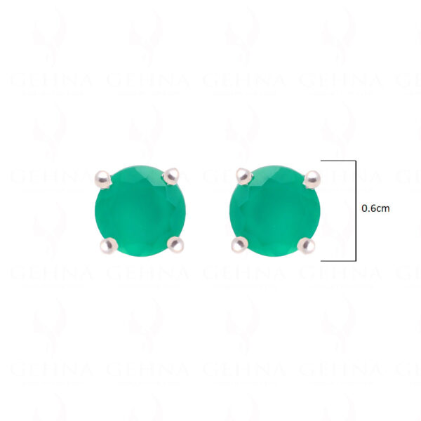 Emerald Round Shaped Gemstone Studded 925 Sterling Silver Earrings SE04-1185