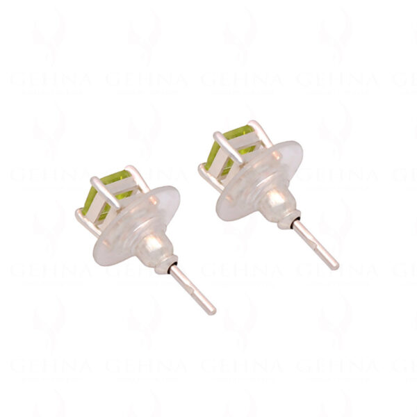 Peridot Square Shaped Gemstone Studded 925 Silver Earrings SE04-1186