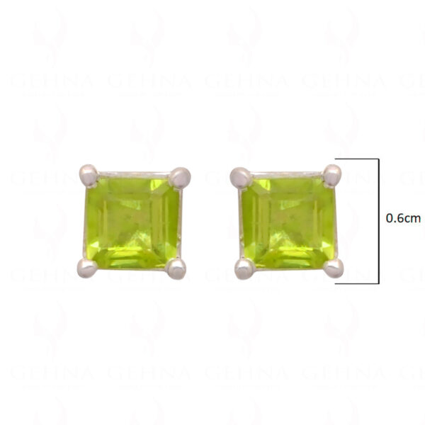 Peridot Square Shaped Gemstone Studded 925 Silver Earrings SE04-1186