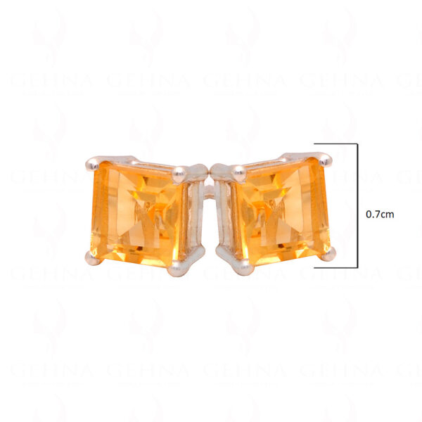 Citrine Square Shaped Gemstone Studded 925 Sterling Silver Earrings SE04-1187