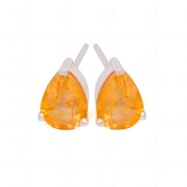 Citrine Pear Shaped Gemstone Studded 925 Sterling Silver Earrings SE04-1189