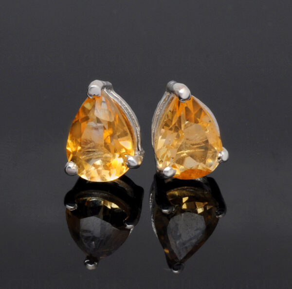 Citrine Pear Shaped Gemstone Studded 925 Sterling Silver Earrings SE04-1189