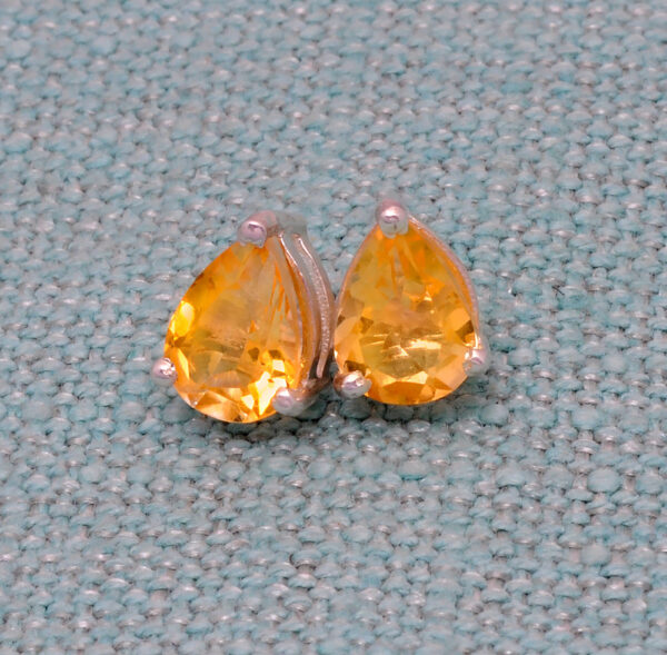 Citrine Pear Shaped Gemstone Studded 925 Sterling Silver Earrings SE04-1189