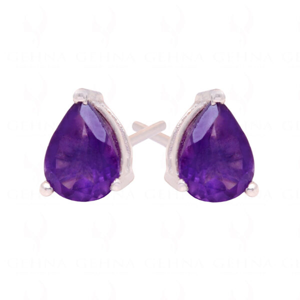 Amethyst Pear Shaped Gemstone Studded 925 Sterling Silver Earrings SE04-1190