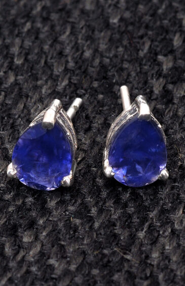 Iolite Pear Shaped Gemstone Studded 925 Sterling Silver Earrings SE04-1191