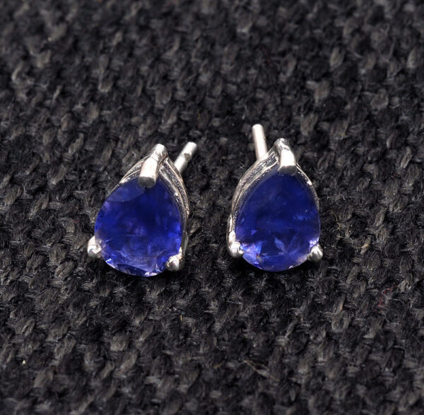 Iolite Pear Shaped Gemstone Studded 925 Sterling Silver Earrings SE04-1191