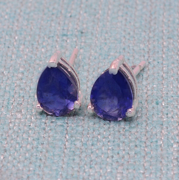 Iolite Pear Shaped Gemstone Studded 925 Sterling Silver Earrings SE04-1191
