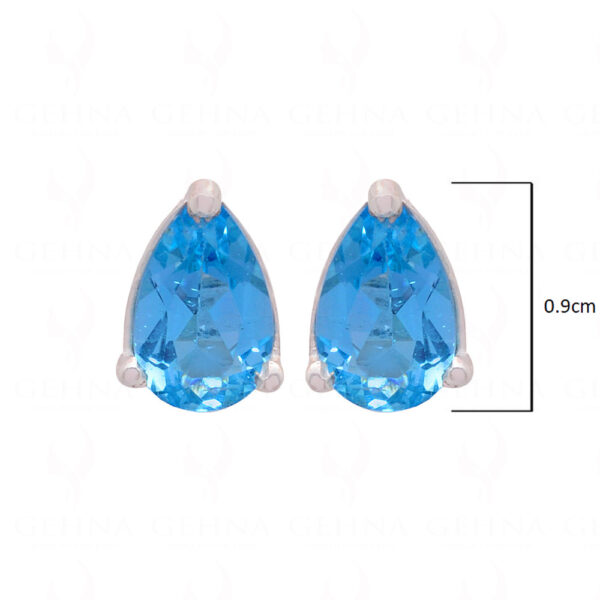 Swiss Blue Topaz Pear Shaped Gemstone Studded 925 Silver Earrings SE04-1192