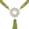 Natural Aqamarine & Green Onyx Gemstone Studded 925 Silver Necklace SN-1061 - Image 3