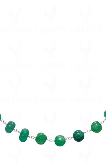 Green Color Emerald Melon Shaped Bead Chain Linked In .925 Silver CP-1001