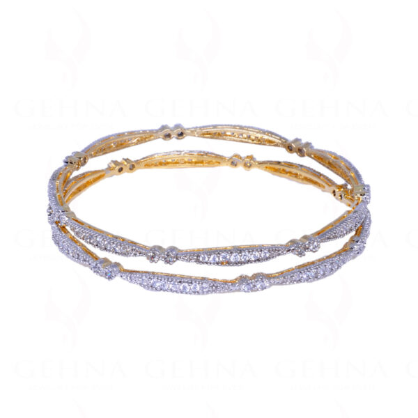 Cubic Zirconia Studded Beautiful Gold Plated Pair of Bangles FB-1001