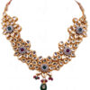 White Topaz, Emerald & Ruby Stone Studded Indian Traditional Necklace Set FN-1001