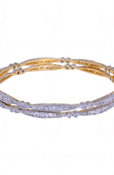 Cubic Zirconia Studded Beautiful Gold Plated Pair of Bangles FB-1001