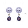 Simulated Diamond & Tourmaline Studded Disc Ball Earrings FE-1001